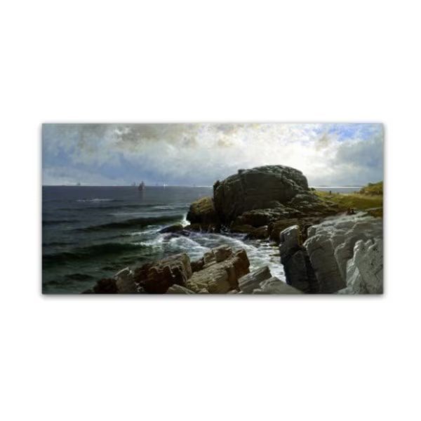Bricher 'Castle Rock Marblehead' Canvas Art, 10x19, Trademark Fine Art, Mfr#: AA00196-C1019GG